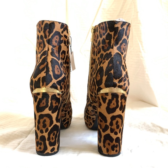Calvin Klein MARTHA WINTER LEOPARD Calf Hair Platform Booties 8.5 M NWT - Picture 7 of 16